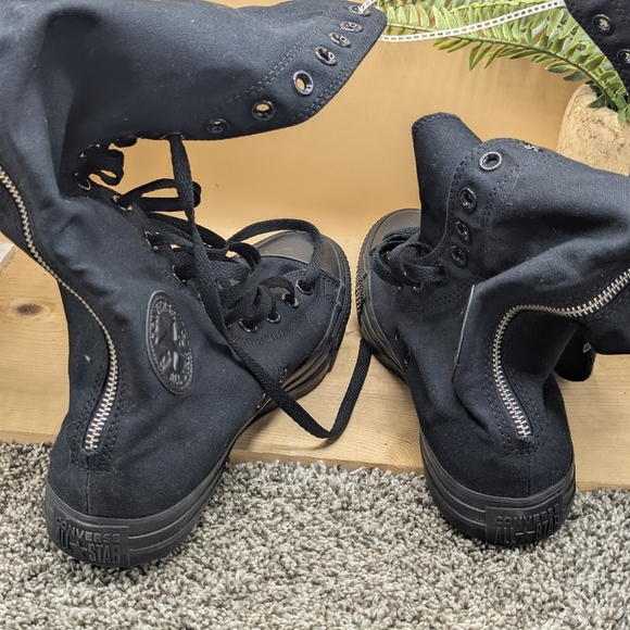 Converse Chuck Taylor All Star Wms Size 11 Knee High Black Lace Up Shoes Mens 9 - Picture 4 of 6